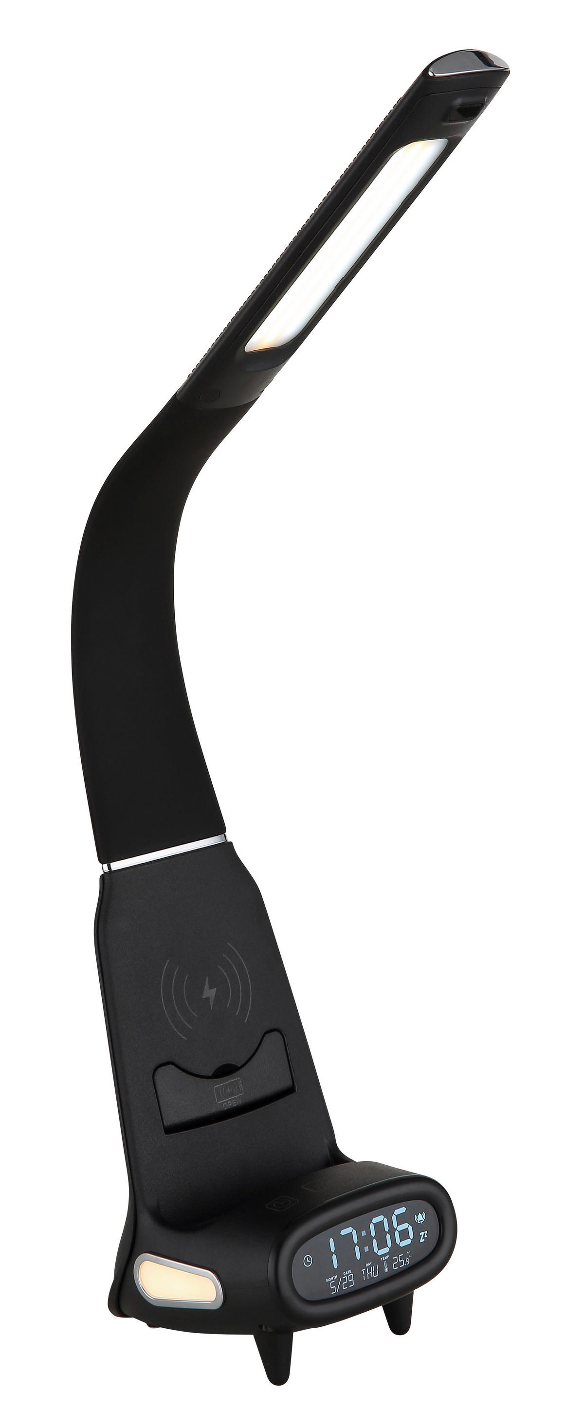 GLOBO Tischleuchte Satiniert schwarz Chrom PVC Kunststoff B/H/L: ca. 10x50x25 cm 1 Brennstellen MALIK - schwarz/Satiniert (25,00/10,00/50,00cm) - GLOBO