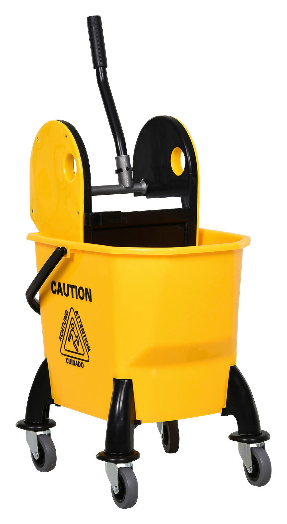 HOMCOM Wischwagen gelb Kunststoff B/H/T: ca. 44x90x36 cm Wischwagen - gelb/schwarz (44,00/90,00/36,00cm) - HOMCOM
