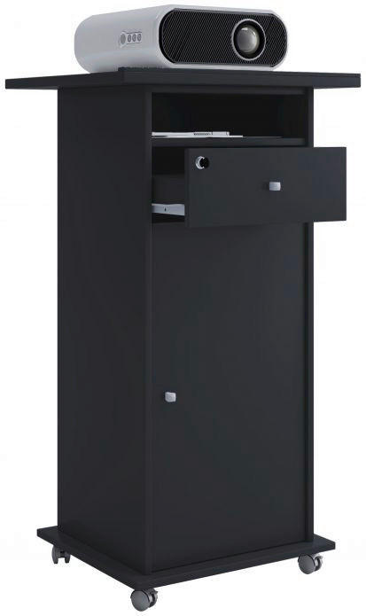 VCM Beamer-Stand Rollwagen Schublade schwarz Beamer-Stand Neta mit Tür - schwarz (60,00/108,00/50,00cm) - VCM