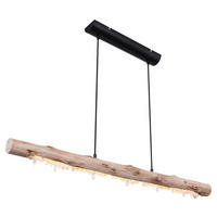 GLOBO Pendelleuchte FELICITAS 15354-15 natur schwarz Holz Metall B/H/T: ca. 100x150x8 cm LED-Pendelleuchte_Felicitas - natur/schwarz (100,00/150,00/8,00cm) - GLOBO