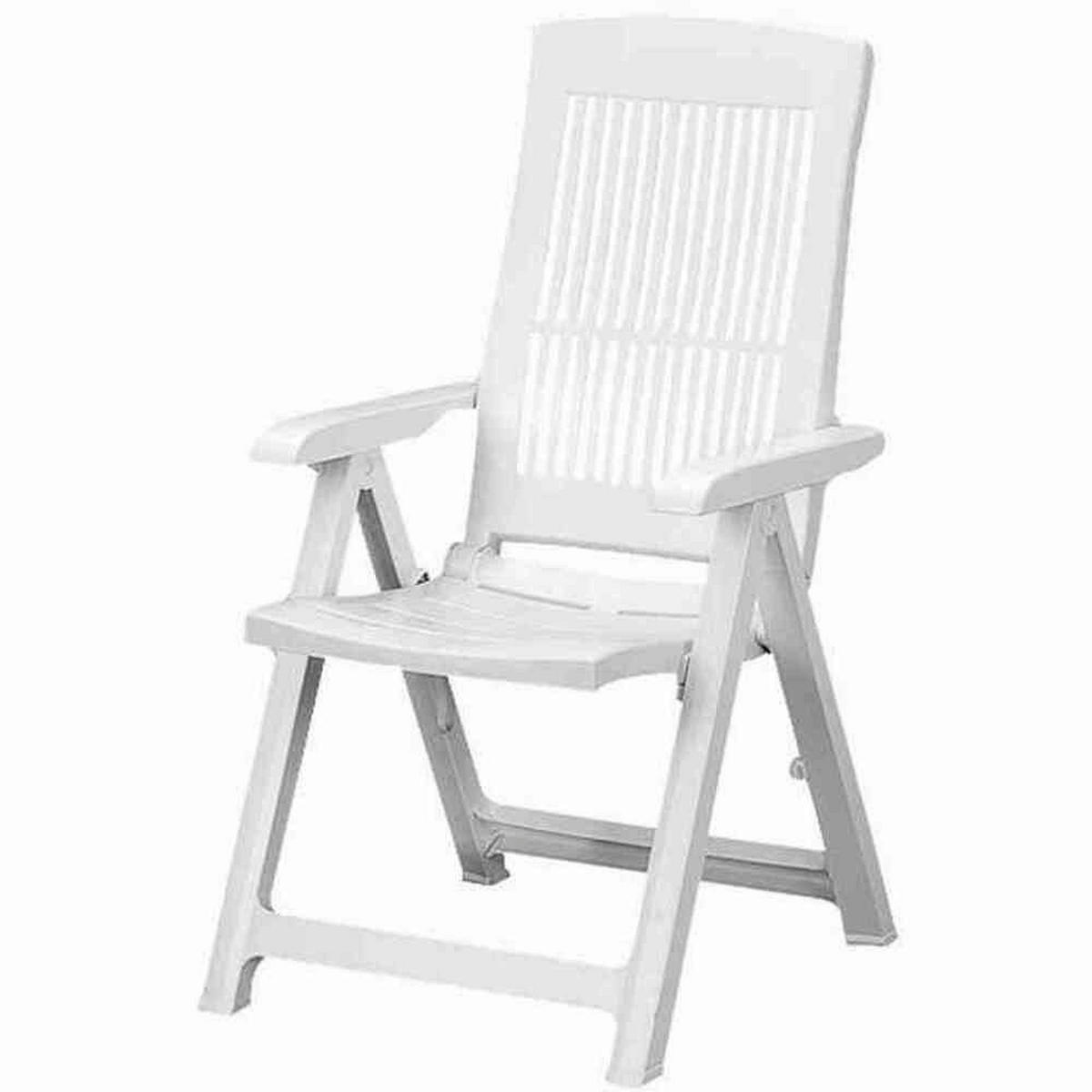 PROGARDEN,MADISON Klappsessel Set + Auflagen Tampa weiß Kunststoff B/H/L: ca. 61x109x60 cm Tampa - weiß/grau (60,00/61,00/109,00cm) - PROGARDEN,MADISON