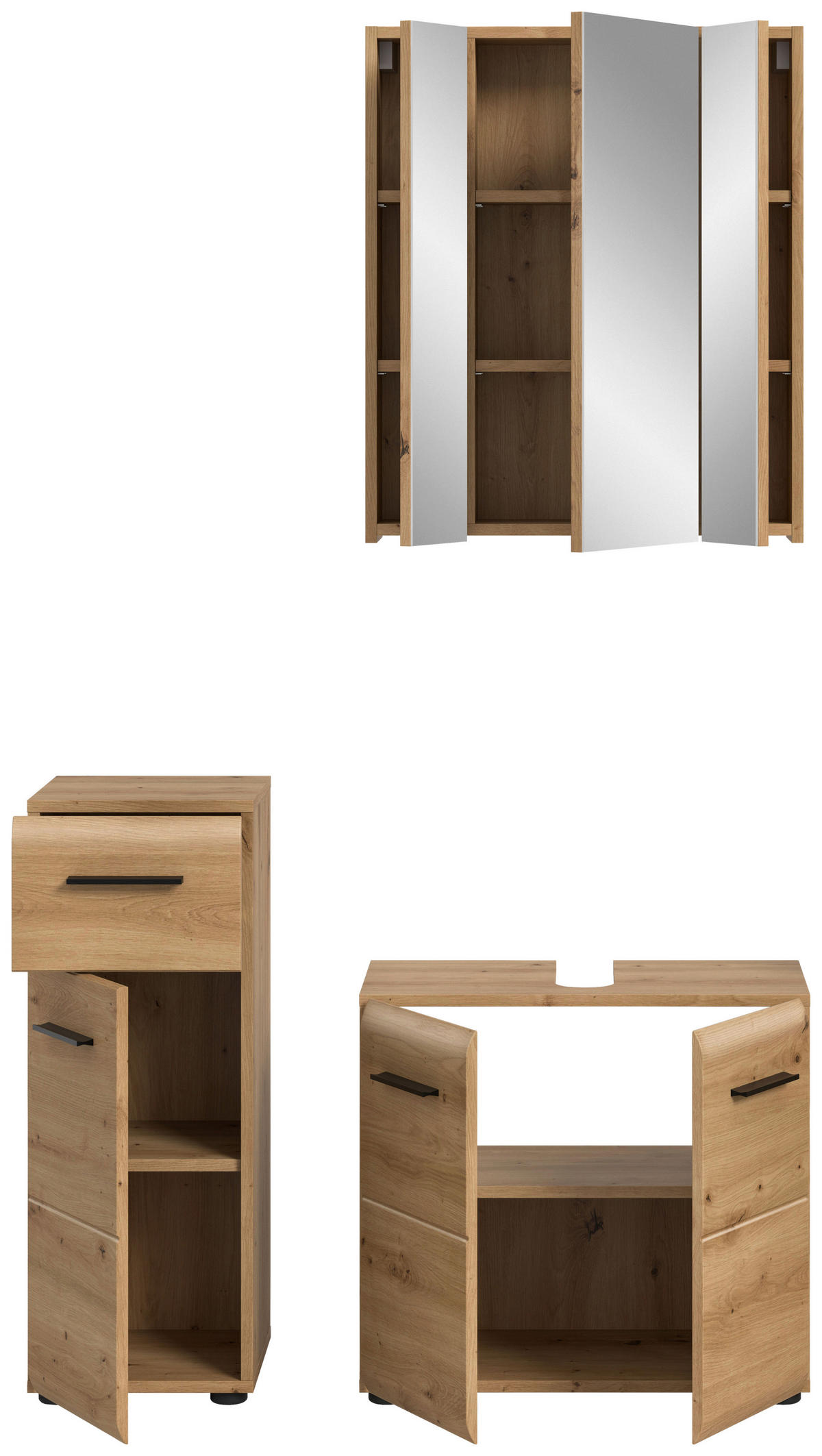 Badezimmer-Set Ice Artisan Oak Nachbildung B/H/T: ca. 105x185x30 cm Ice - (105,00/185,00/30,00cm) - xonox.home