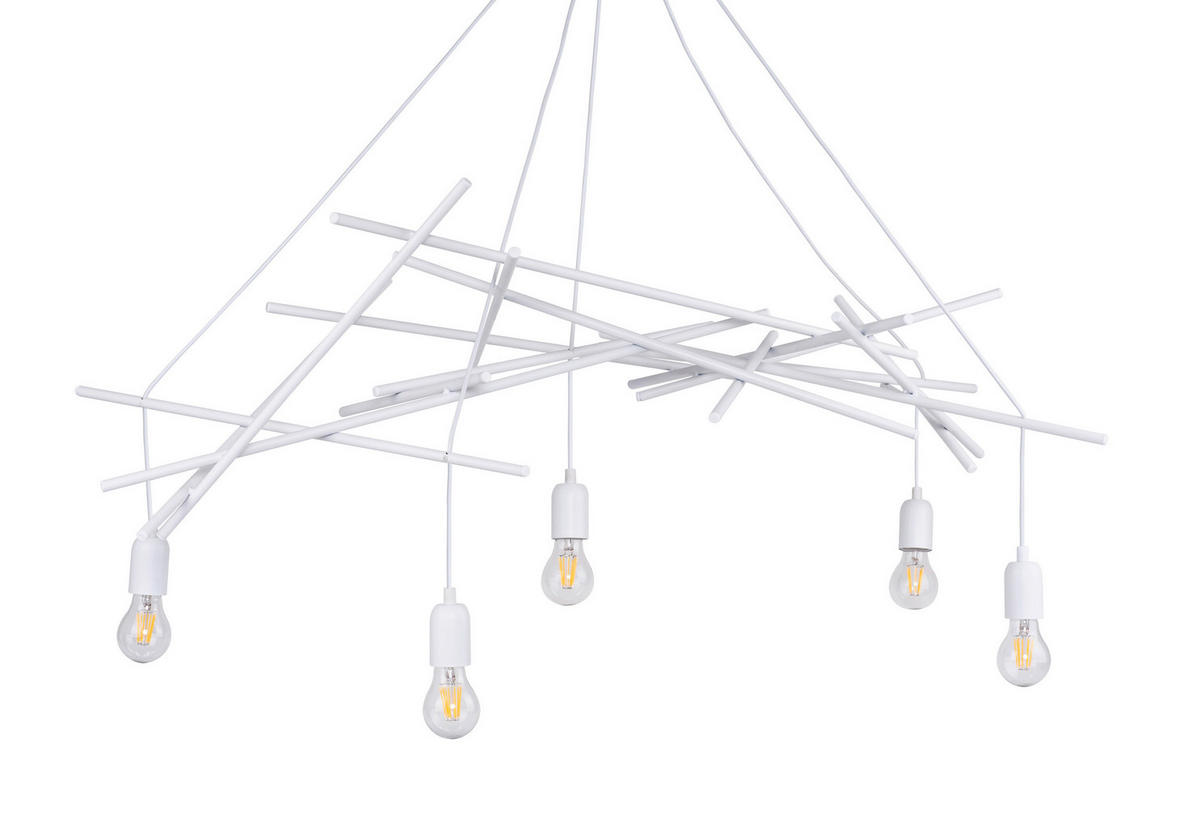 SPOT Light Pendelleuchte SP-9222502 Glenn weiß Metall B/H/L: ca. 60x92x120 cm E27 5 Brennstellen Glenn - weiß (120,00/60,00/92,00cm) - SPOT Light