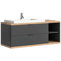 Waschbeckenunterschrank Nuaro anthrazit Nox Oak Nachbildung B/H/T: ca. 130x57x48 cm Nuaro - anthrazit (130,00/57,00/48,00cm) - xonox.home