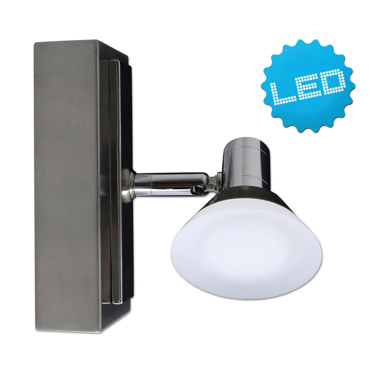 LED-Außenwandleuchte Jericho NV1226642 Chrom B/H/L: ca. 7,3x13,7x15 cm LED Außenwandleuchte Clair mit LED - Chrom (15,00/7,30/13,70cm) - Näve Leuchten
