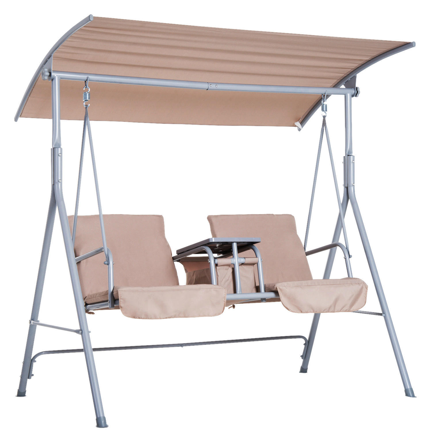 Outsunny Gartenschaukel beige Metall B/H/L: ca. 110x165x170 cm Gartenschaukel - beige (170,00/110,00/165,00cm)