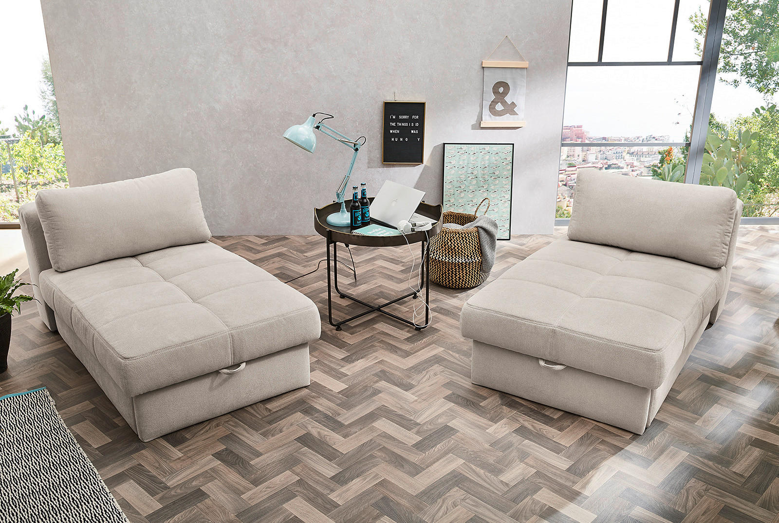 Recamiere  beige Microfaser B/H/T: ca. 93x205x78 cm Robin_Recamiere - beige (93,00/205,00/78,00cm)