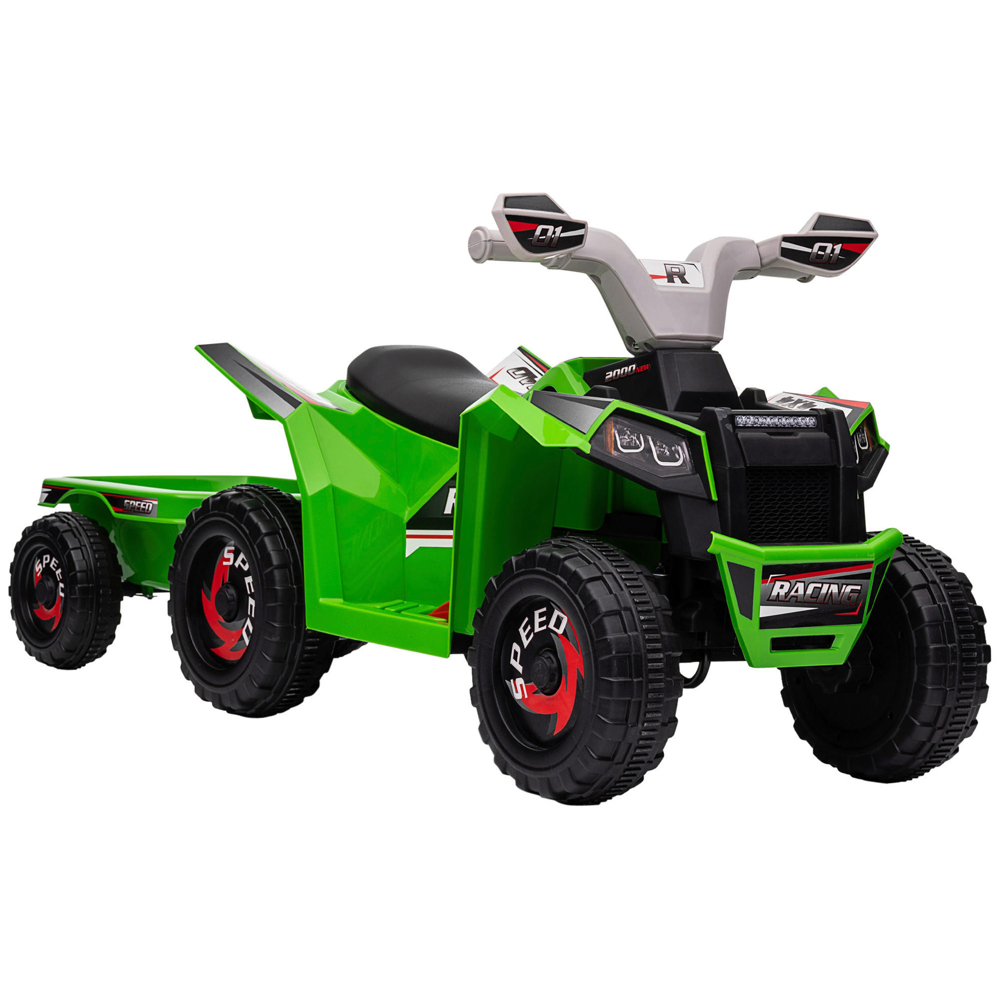HOMCOM Kinder Elektrofahrzeug schwarz B/H/L: ca. 41,5x48,5x106 cm Kinder Elektrofahrzeug - schwarz/grün (106,00/41,50/48,50cm) - HOMCOM