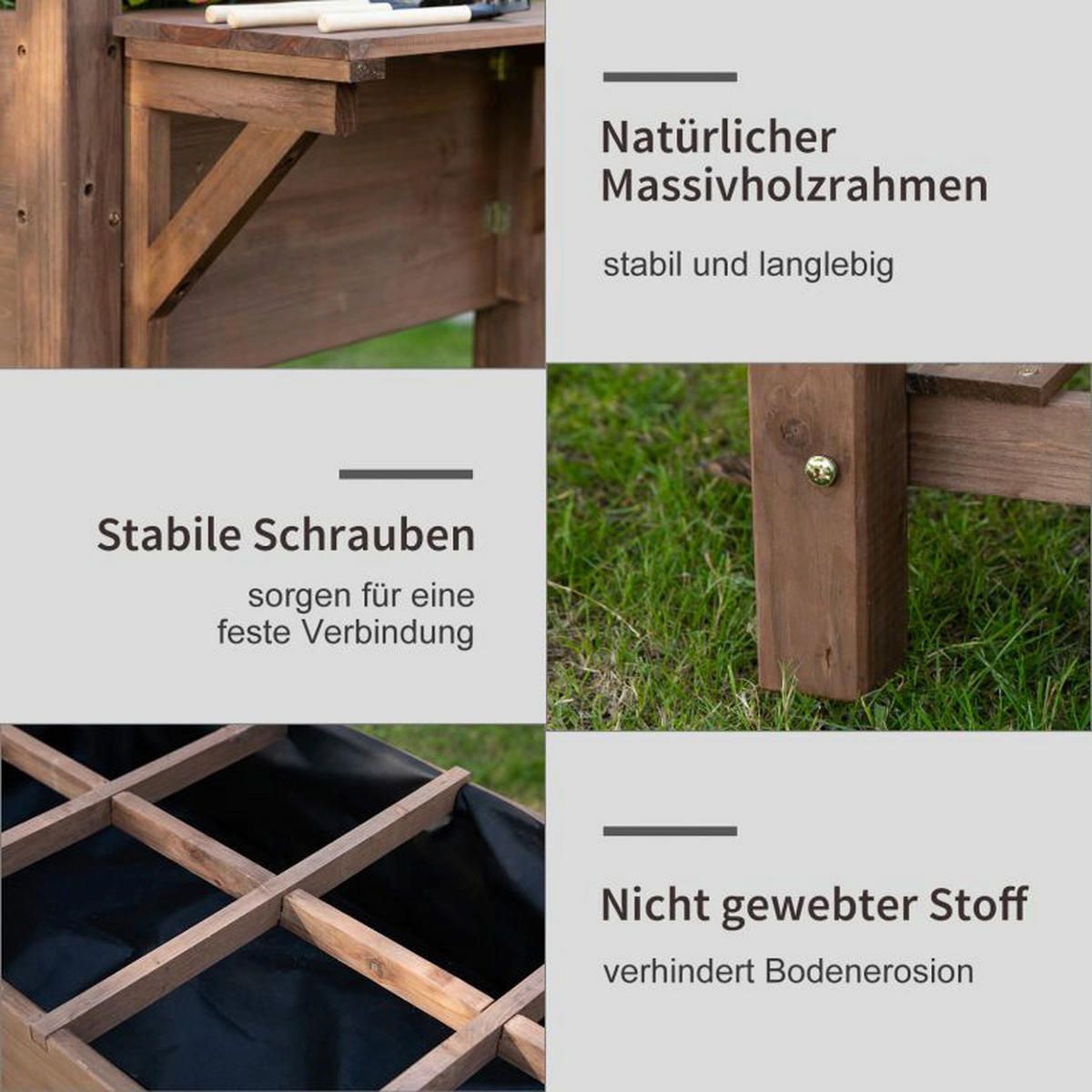 Outsunny Hochbeet braun H/T/L: ca. 74x54x123 cm Hochbeet 845-396 - braun (123,00cm) - Outsunny
