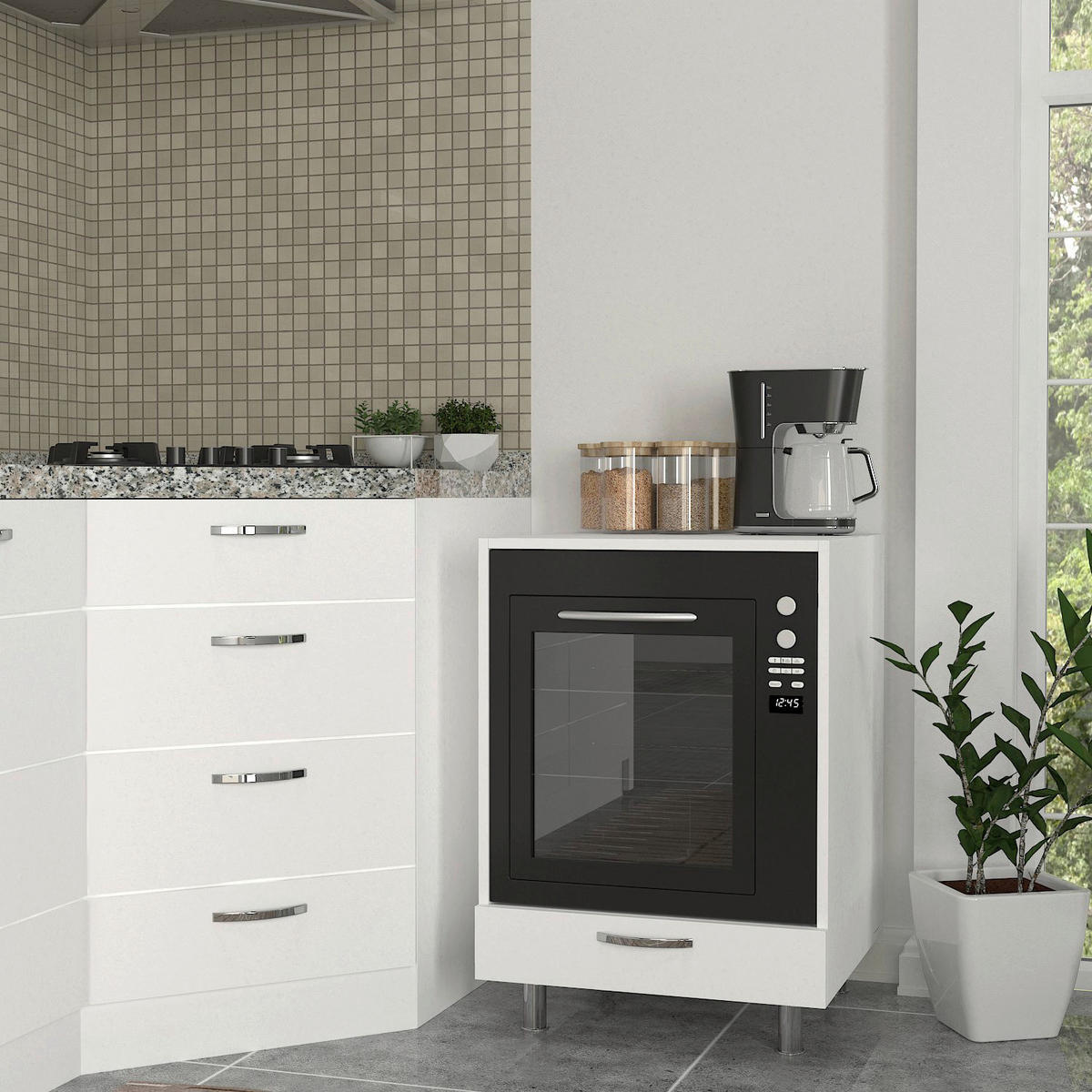 Schrankaufsatz Sema weiß Spanplatte B/H/T: ca. 60x85x57 cm Sema - weiß (60,00/85,00/57,00cm) - moebel17