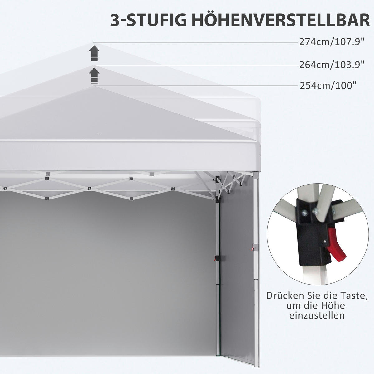 Outsunny Pavillon weiß Polyester B/H/L: ca. 297x297x274 cm Faltpavillon - weiß (274,00/297,00/297,00cm) - Outsunny