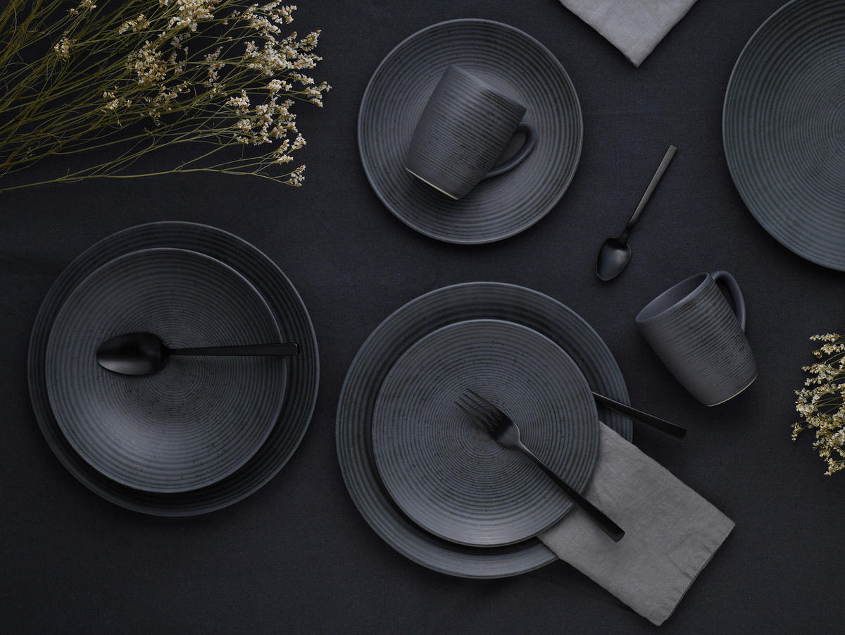 CreaTable Tafelservice Catania anthrazit Steinzeug 12 tlg. Catania - anthrazit (34,00/30,00/31,00cm) - CreaTable