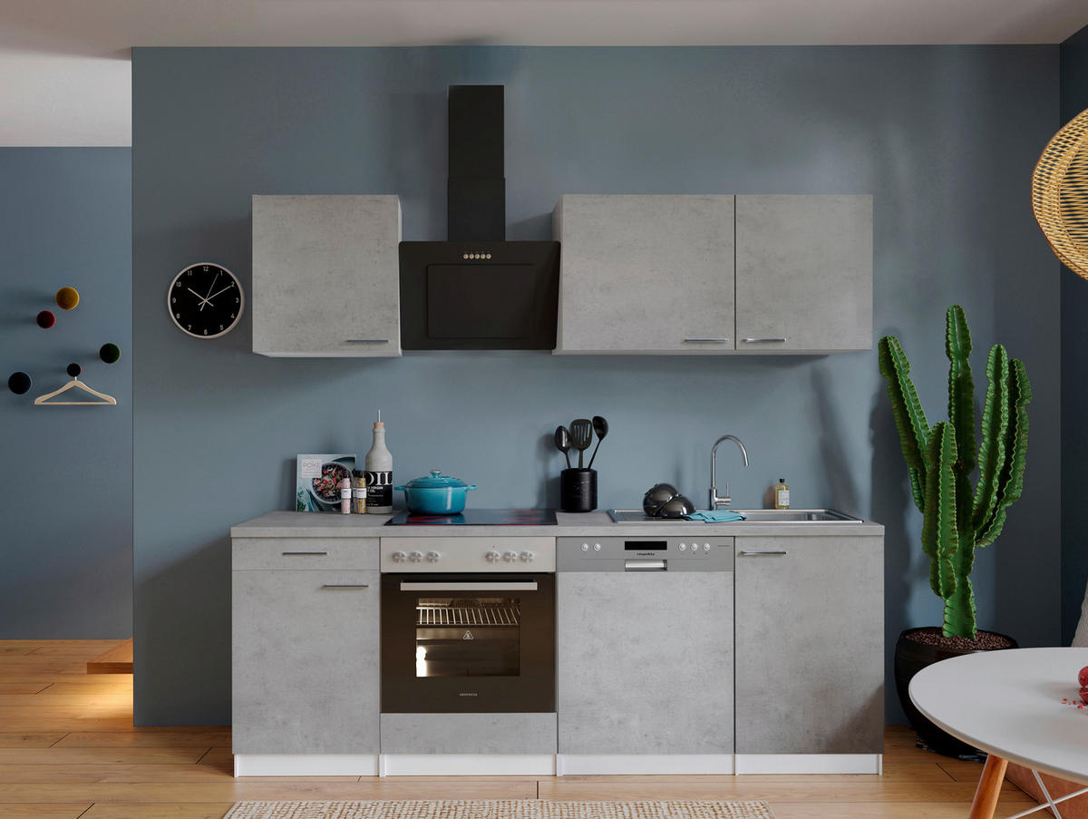 Respekta Küchenblock Malia Beton Optik B/H/T: ca. 220x200x60 cm Malia - Beton/weiß (220,00/200,00/60,00cm) - Respekta