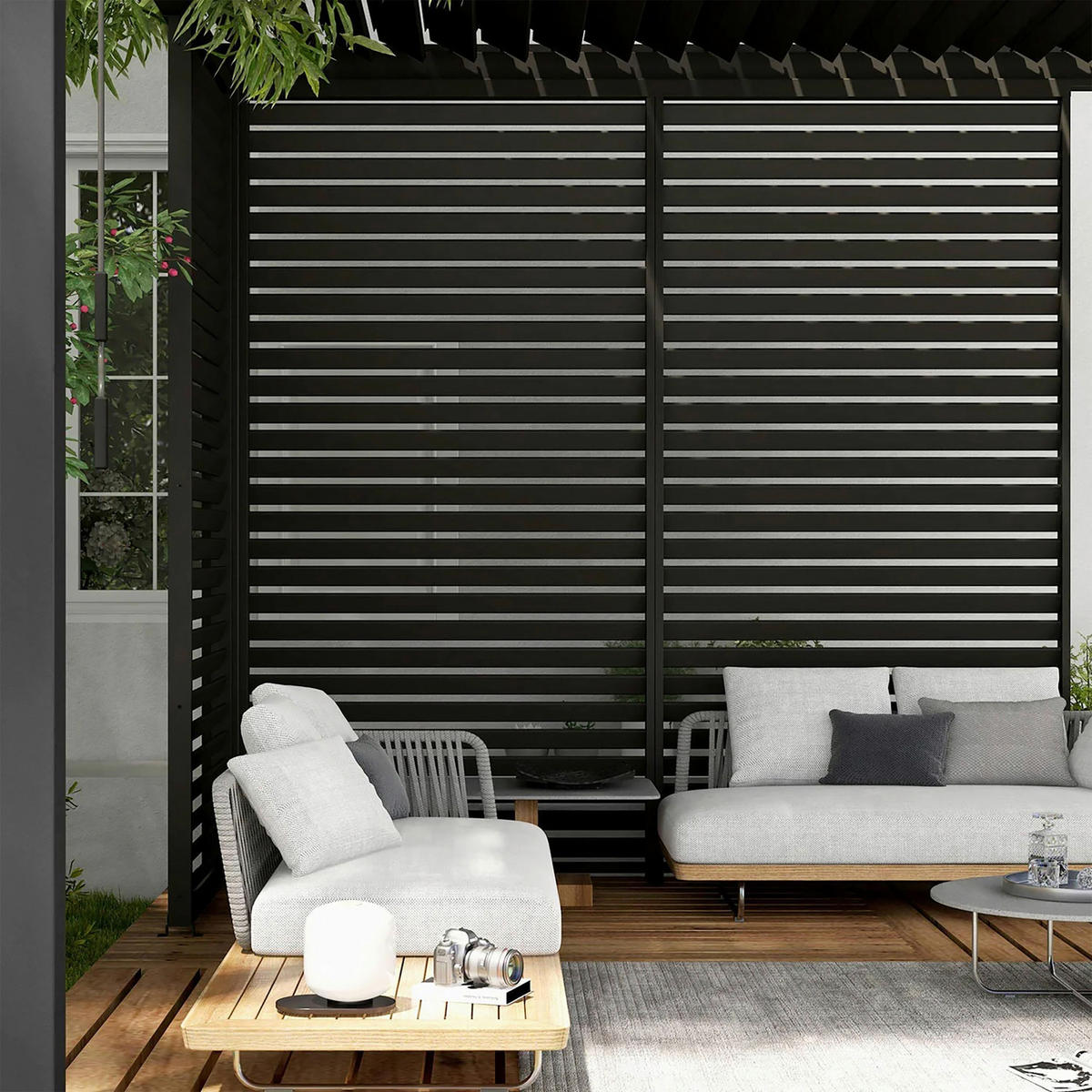 Mirador Lamellen-Seitenteil für Pergola Deluxe anthrazit Aluminium B/H/L: ca. 93x236,1x6 cm Deluxe - anthrazit (6,00/93,00/236,10cm) - Mirador