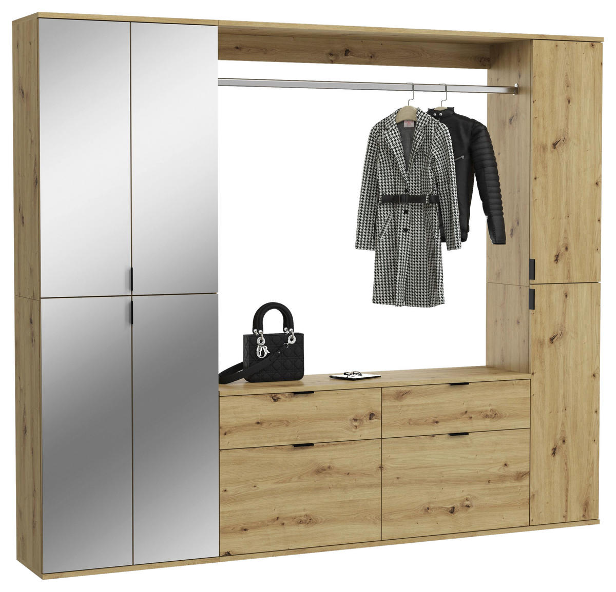 Garderobe PROJEKT Eiche Artisan Nachbildung Spiegel B/H/T: ca. 212x193x34 cm PROJEKT - Eiche (212,00/193,00/34,00cm) - xonox.home