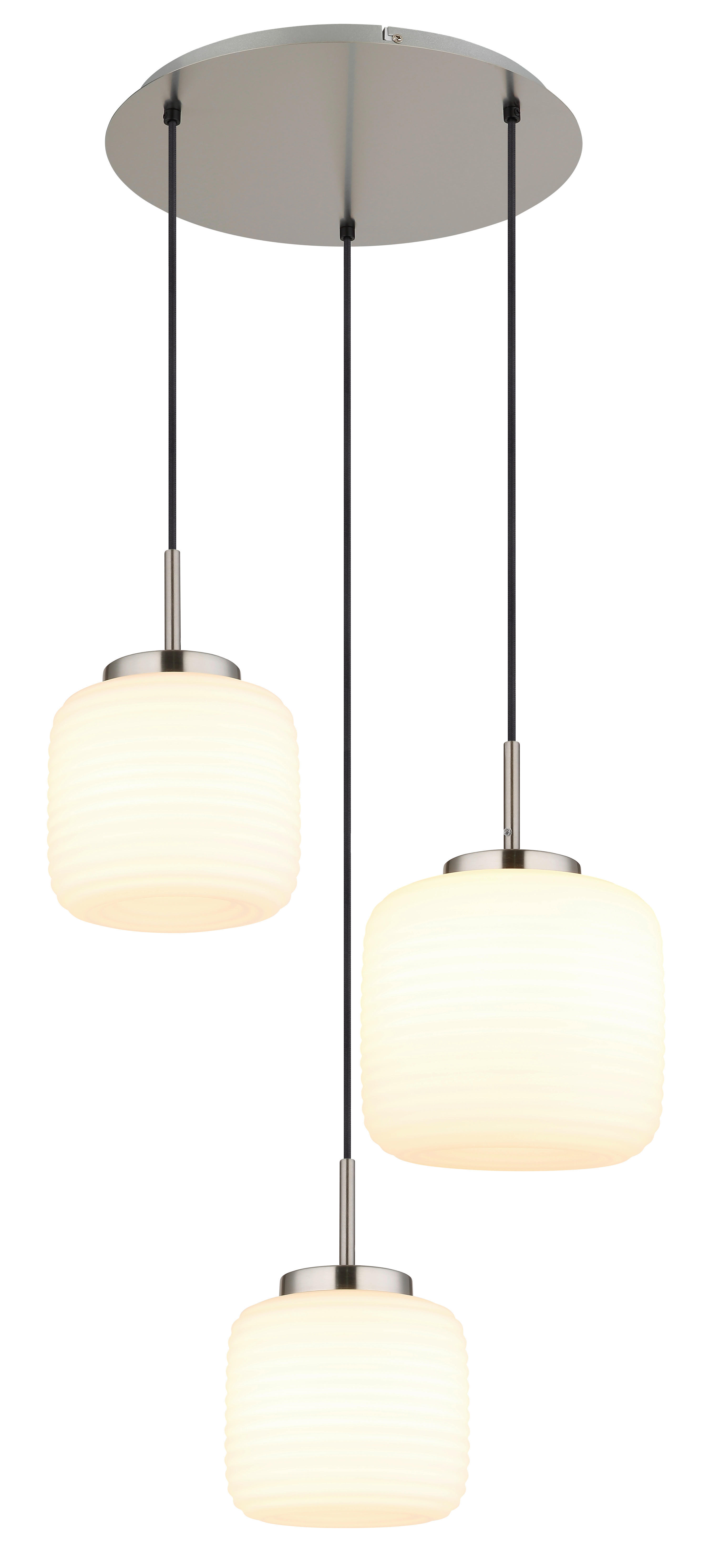 GLOBO Pendelleuchte Opal schwarz nickel matt Glas Metall H/D: ca. 130x52,5 cm 3.0 Brennstellen Kaldora - nickel matt/schwarz (52,50/130,00cm) - GLOBO