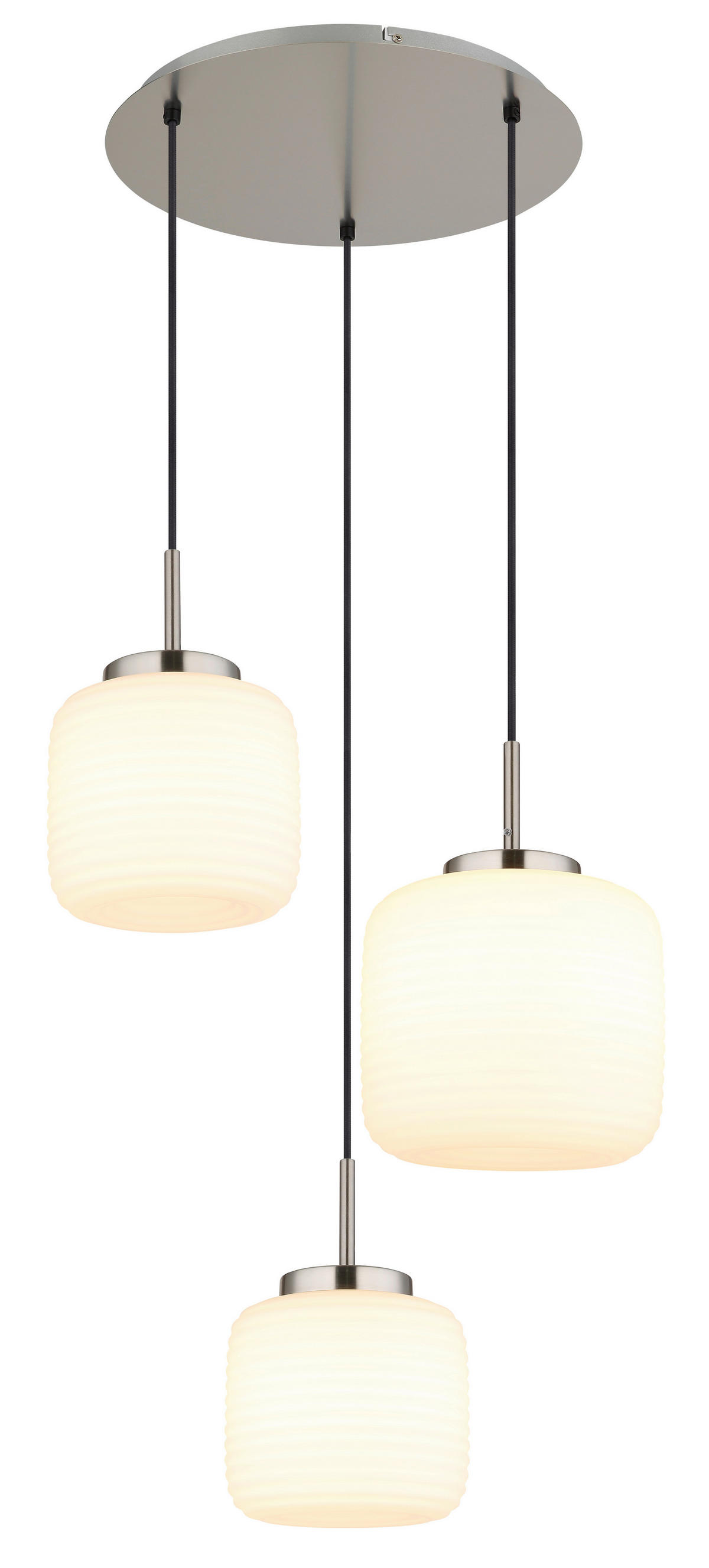 GLOBO Pendelleuchte Opal schwarz nickel matt Glas Metall H/D: ca. 130x52,5 cm 3.0 Brennstellen Kaldora - nickel matt/schwarz (52,50/130,00cm) - GLOBO