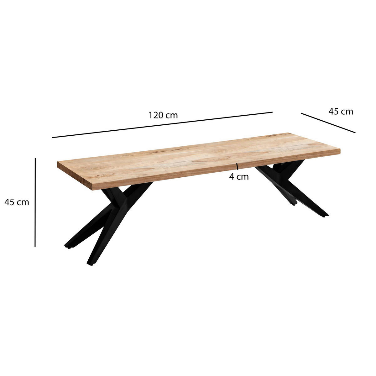 Sitzbank braun B/H/T: ca. 120x45x45 cm Esszimmerbank - braun (120,00/45,00/45,00cm) - Wohnling