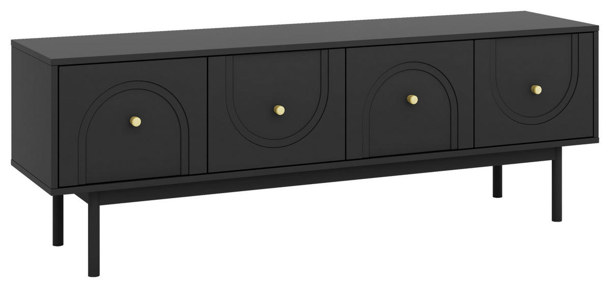 Lowboard MAZOMA schwarz gold Optik B/H/T: ca. 154x53,5x39 cm MAZOMA - gold/schwarz (154,00/53,50/39,00cm) - WIPMEB