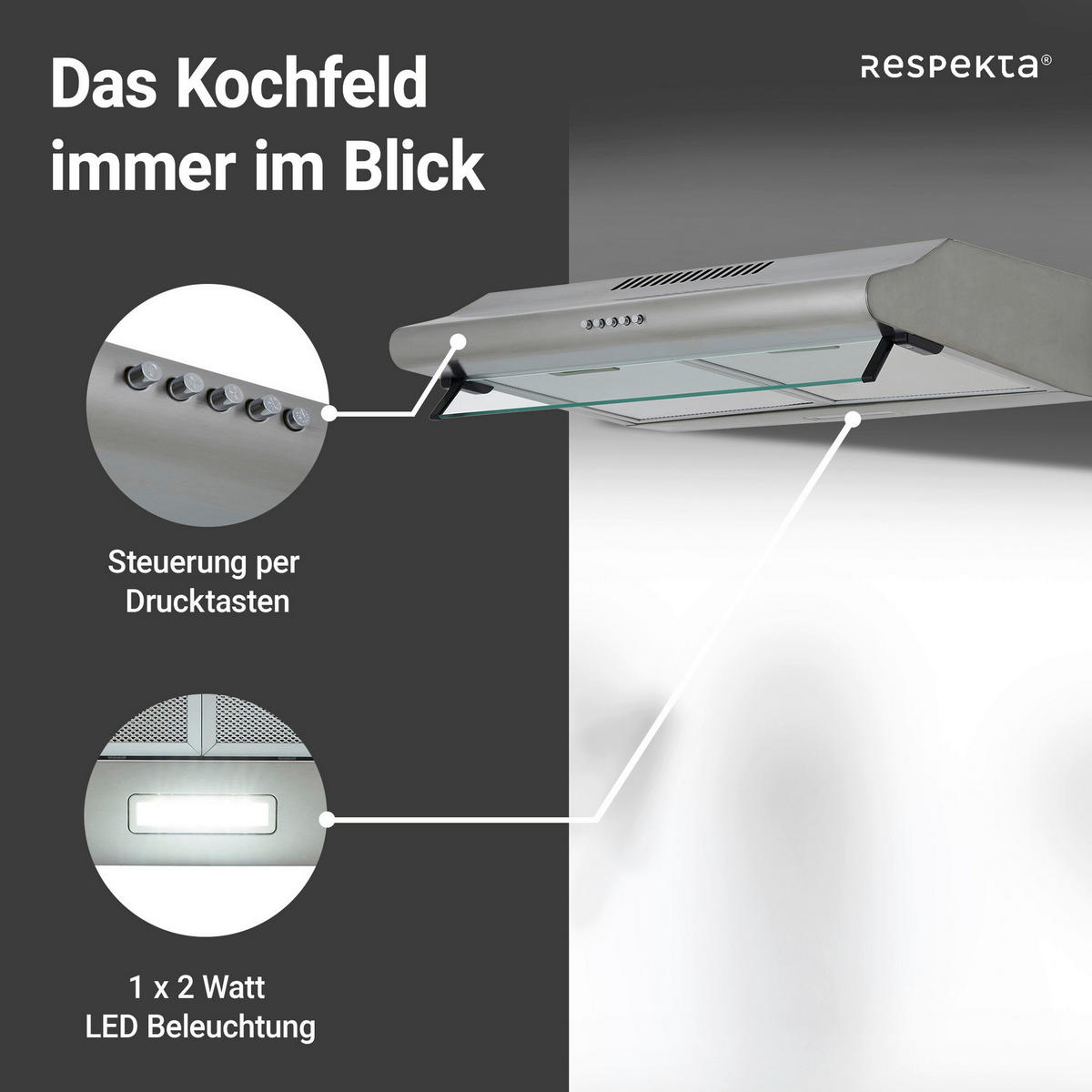 Respekta Dunstabzugshaube CH1259IXCN Edelstahl Edelstahl B/H/T: ca. 59,8x14x50 cm CH1259IXCN - Edelstahl (59,80/14,00/50,00cm) - Respekta