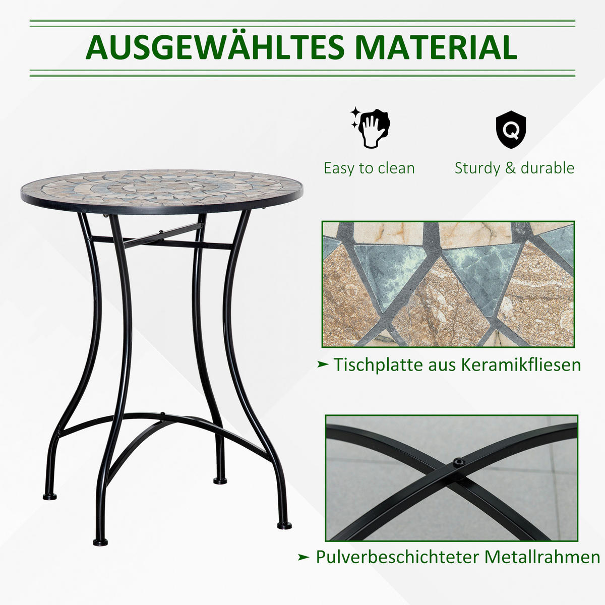 Outsunny Gartentisch bunt Metall H/D: ca. 71x60 cm Gartentisch - bunt (60,00/71,00cm) - Outsunny