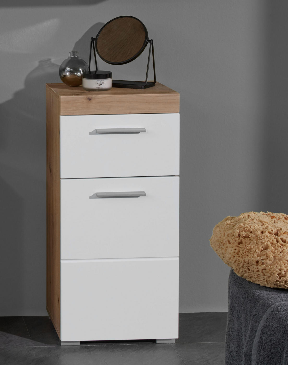 Stauraumelement Amanda weiß Hochglanz Asteiche Nachbildung B/H/T: ca. 37x79x31 cm Amanda - weiß (37,00/79,00/31,00cm) - Trendteam