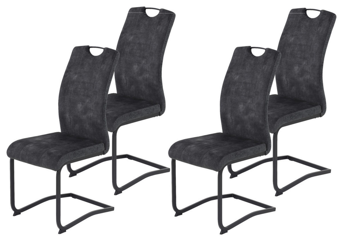 Schwingstuhl Riga, 4er-Set anthrazit B/H/T: ca. 44x100x60 cm Riga, 4er-Set - anthrazit (44,00/100,00/60,00cm) - Hela