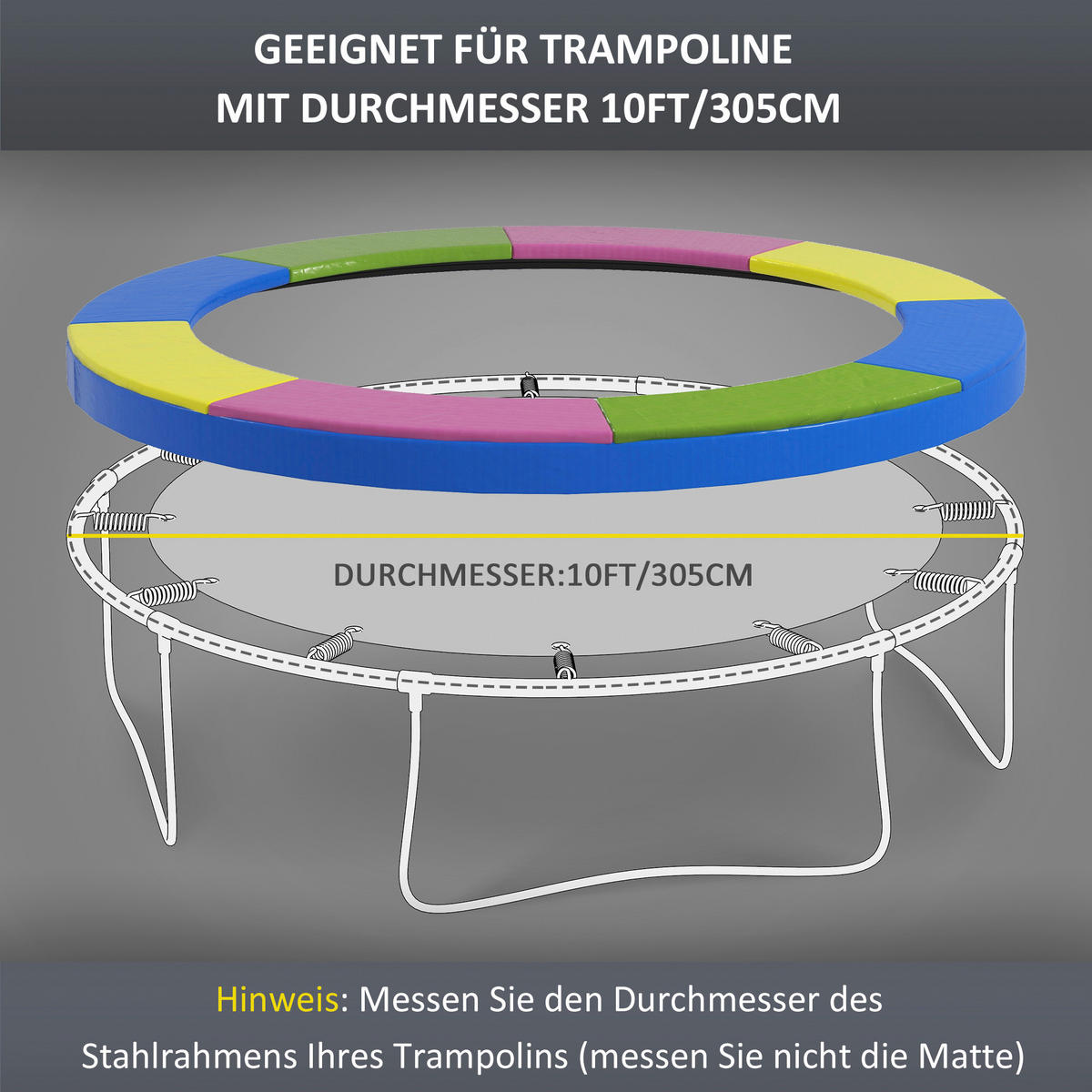 SPORTNOW Trampolin-Zubehör bunt B/H/L: ca. 305x305x30 cm Trampolinzubehör - bunt (30,00/305,00/305,00cm) - SPORTNOW