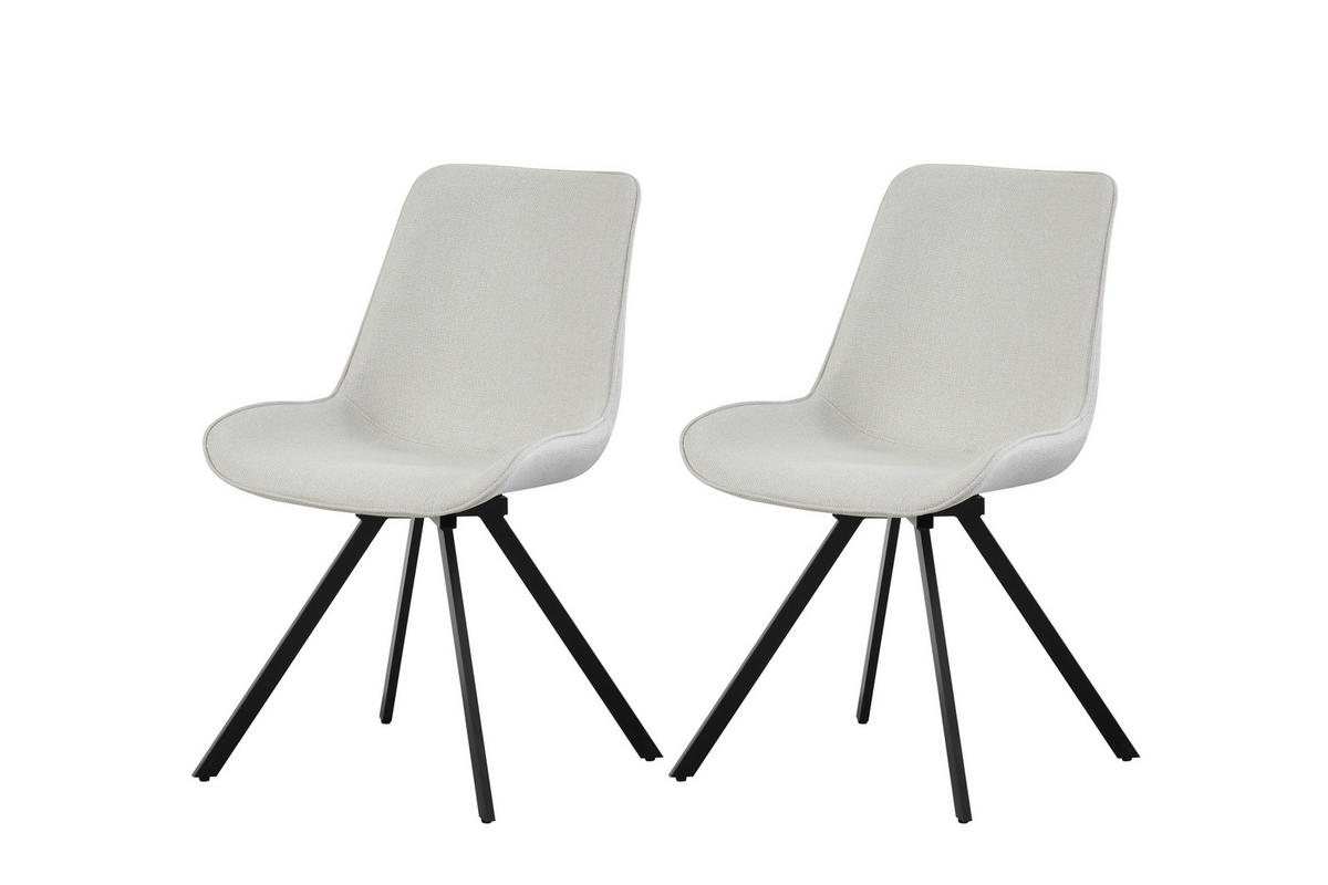 Drehstuhl EMILIA, 2er Set creme schwarz Webstoff B/H/T: ca. 52x85x61 cm EMILIA, 2er Set - creme/schwarz (52,00/85,00/61,00cm) - xonox.home