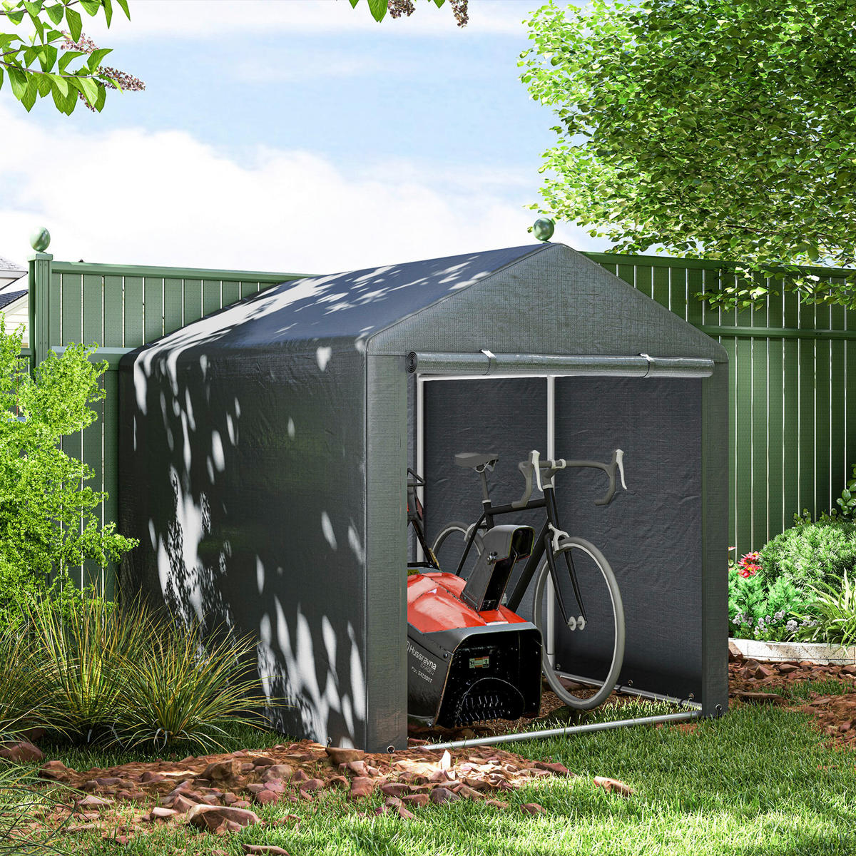 Outsunny Garagenzelt dunkelgrau Polyester B/H/L: ca. 218x172x160 cm Garagenzelt - dunkelgrau (160,00/218,00/172,00cm) - Outsunny