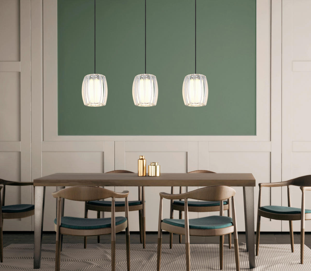 GLOBO Pendelleuchte Opal schwarz Chrom Glas Textil Metall B/H/L: ca. 18x120x86 cm E27 3 Brennstellen MARIBEL - schwarz/Opal (86,00/18,00/120,00cm) - GLOBO