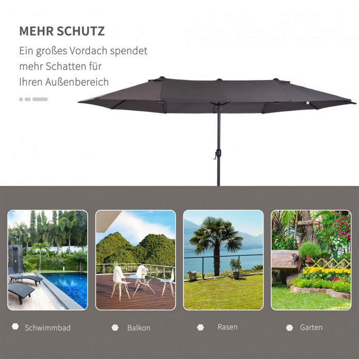 Outsunny Marktschirm grau Metall B/H/L: ca. 270x240x460 cm Marktschirm - grau (460,00/270,00/240,00cm) - Outsunny