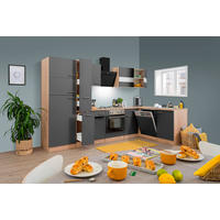 Respekta Winkelküche Economy grau matt B/H/T: ca. 310x200x172 cm Economy - Eiche/grau (310,00/200,00/172,00cm) - Respekta