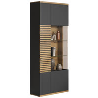 Vitrine Norris anthrazit Eiche Evoke Coast Nachbildung B/H/T: ca. 80x204x37 cm Norris - Eiche/anthrazit (80,00/204,00/37,00cm)
