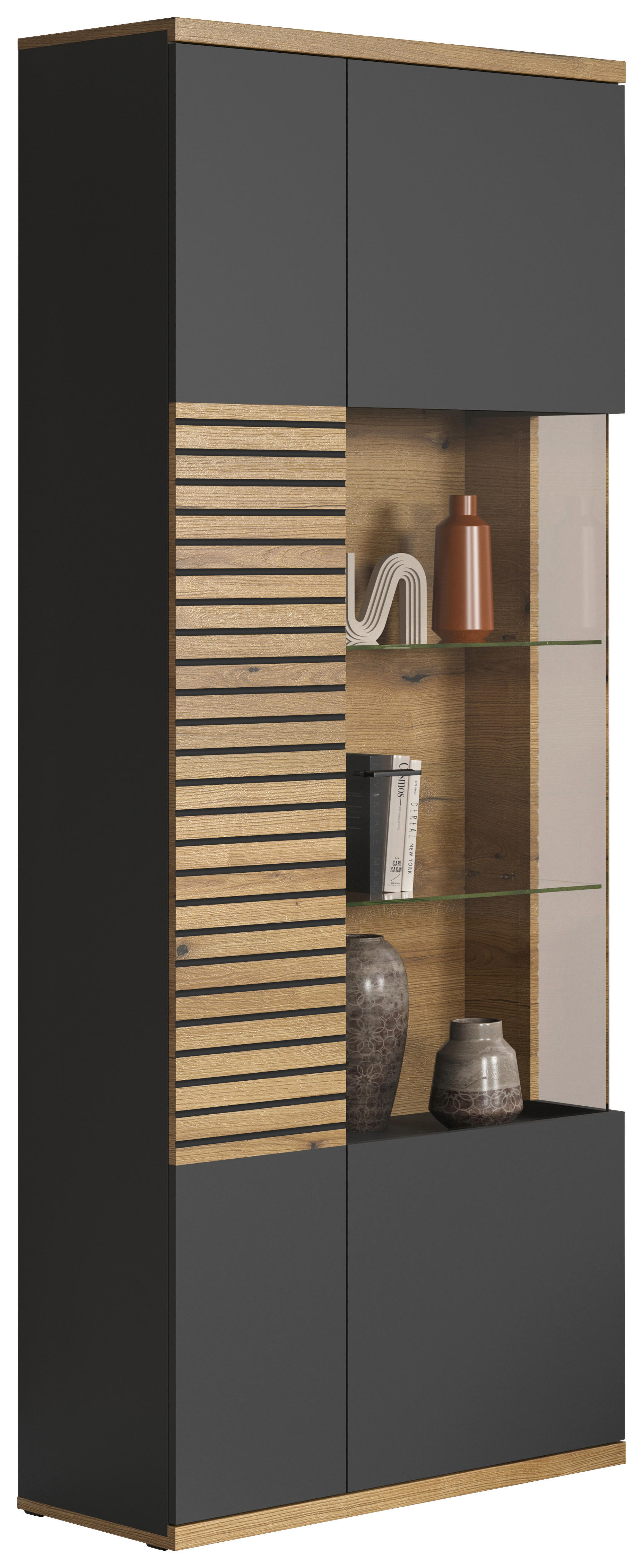 trendteam Vitrine (Vitrine) Vitrinenschrank Hochschrank mit Glasböden 80x20 günstig online kaufen