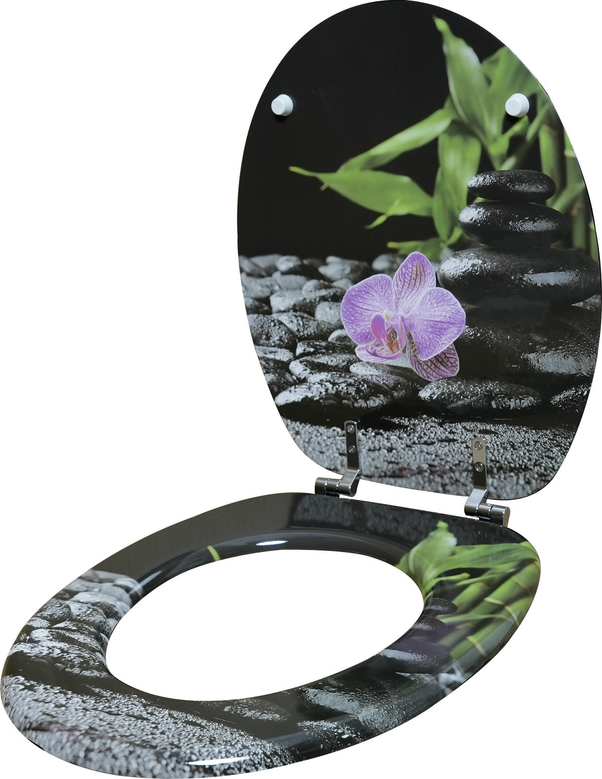 WC-Sitz schwarz grün pink MDF B/H/T: ca. 37x5x45 cm WC-Sitz_Asia MDF - pink/schwarz (37,00/5,00/45,00cm)