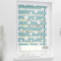 Doppelrollo Duo Sterne petrol B/T: ca. 45x150 cm Duo Sterne - petrol (45,00/150,00cm) - LICHTBLICK