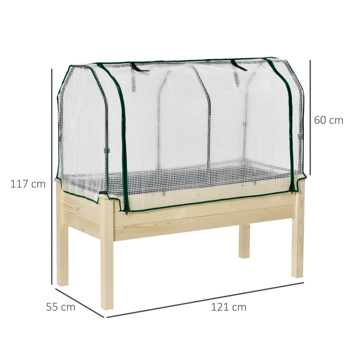 Outsunny Hochbeet natur Holz B/H/L: ca. 55x117x121 cm Hochbeet - natur (121,00/55,00/117,00cm) - Outsunny