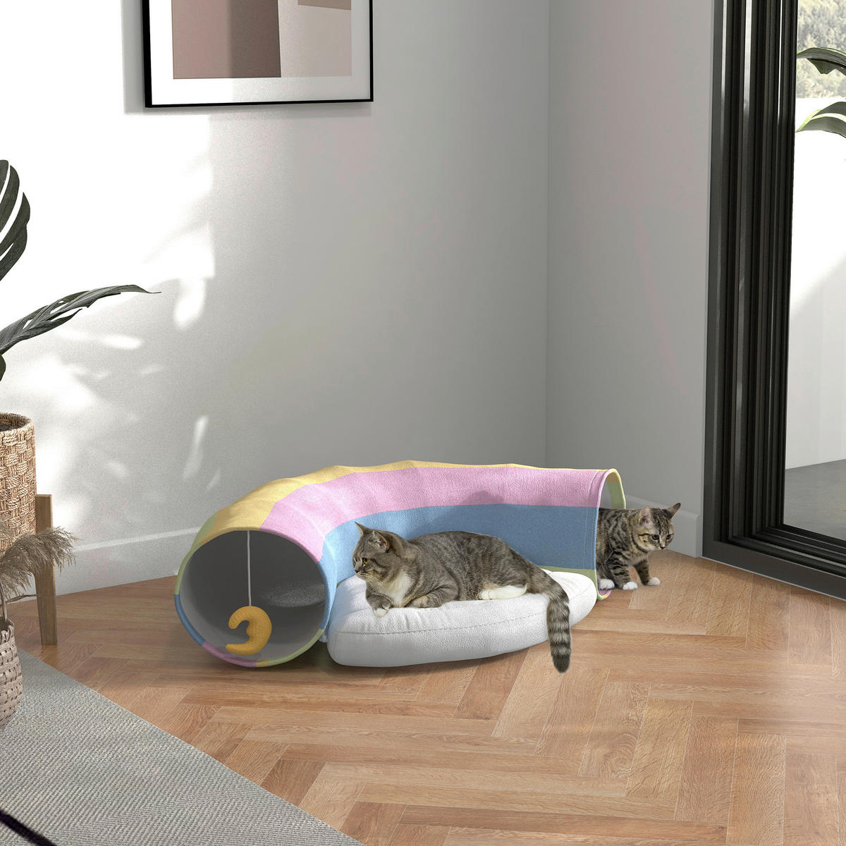 PawHut Katzen-Zubehör bunt Polypropylen B/H/L: ca. 65x105x28 cm Katzentunnel - bunt (28,00/65,00/105,00cm) - PawHut