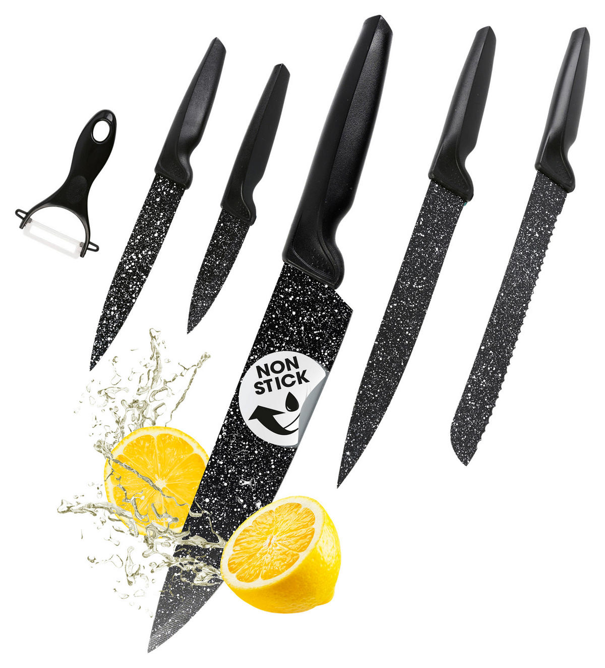 GOURMETmaxx Messerset schwarz Stahl 6 tlg. Messerset_6tlg. - schwarz - GOURMETmaxx