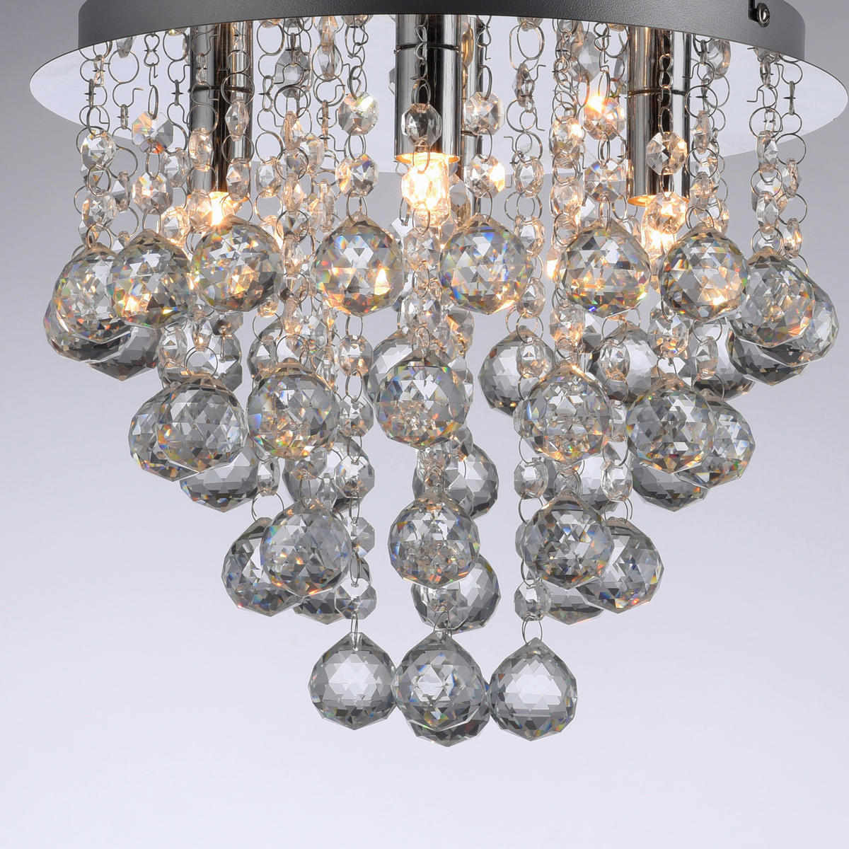 Just Light LED-Kronleuchter Chrom B/H/L: ca. 28x25x28 cm LED-Deckenleuchte_Kulunka - Chrom (28,00/28,00/25,00cm) - Just Light