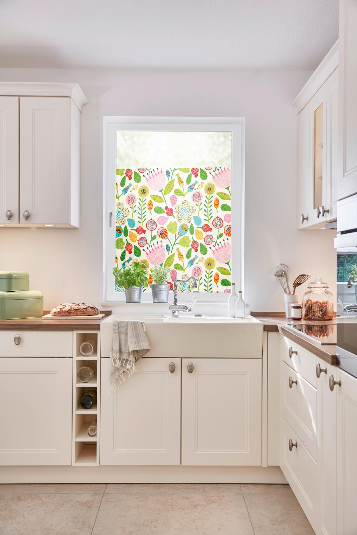 LICHTBLICK Fensterfolie Blumen Floral Blumen bunt B/L: ca. 50x100 cm Blumen - bunt (50,00/100,00cm) - LICHTBLICK