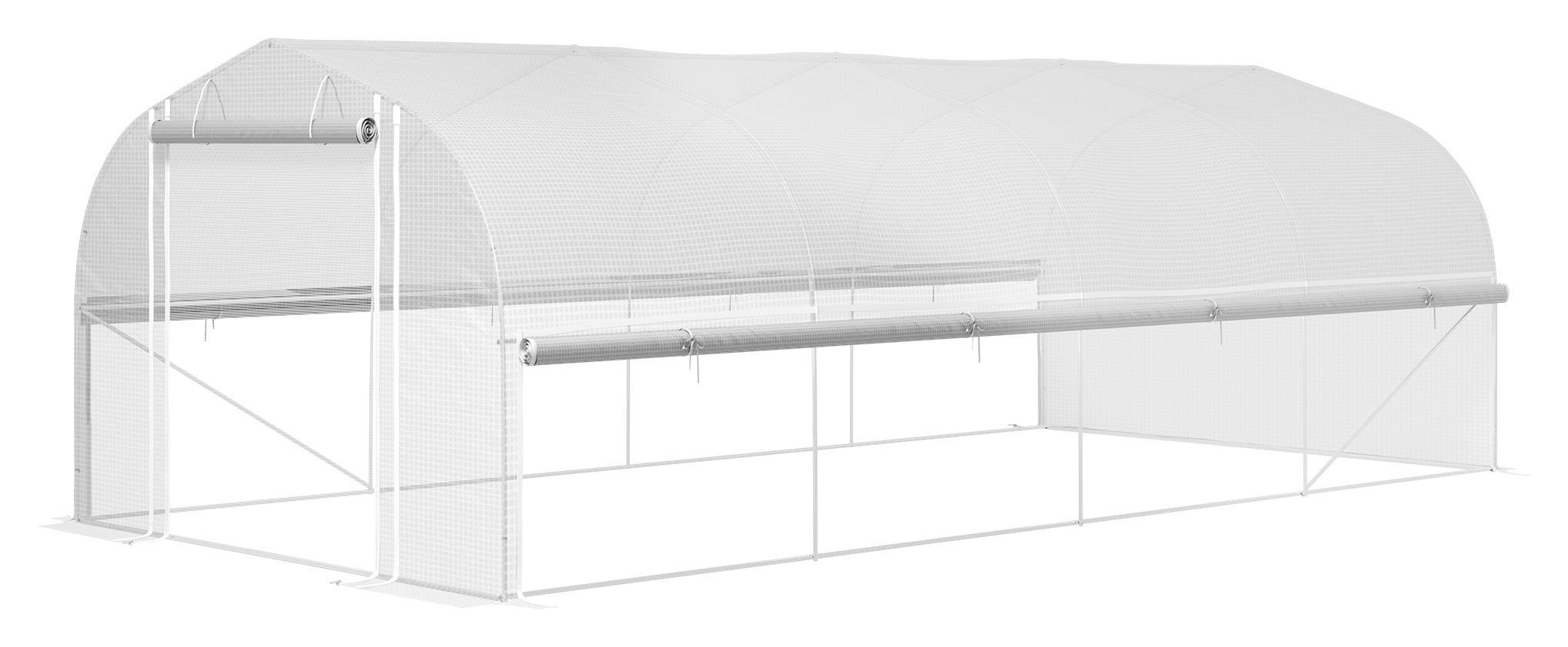 Outsunny Gewächshaus B/H/L: ca. 300x200x595 cm Gewächshaus - weiß (595,00/300,00/200,00cm) - Outsunny