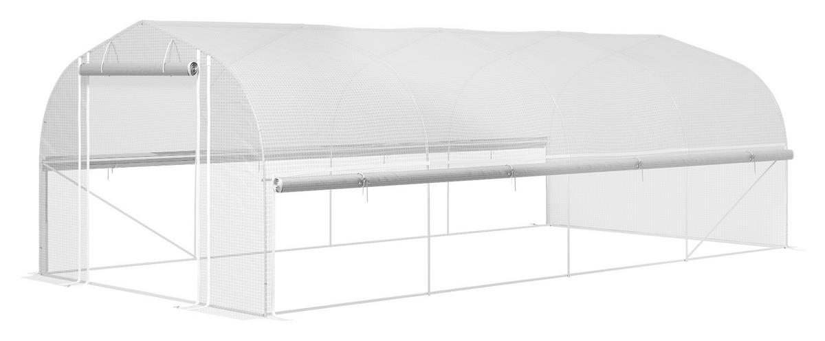 Outsunny Gewächshaus B/H/L: ca. 300x200x595 cm Gewächshaus - weiß (595,00/300,00/200,00cm) - Outsunny