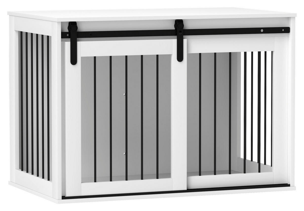 PawHut Hundekäfig weiß Stahl B/H/L: ca. 58x61x98 cm Hundekäfig - weiß (98,00/58,00/61,00cm) - PawHut