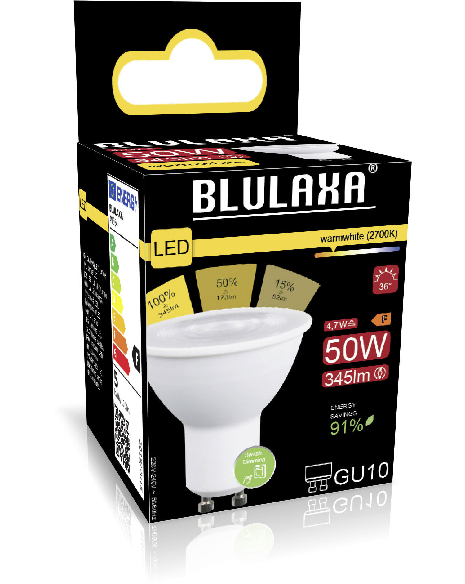 Blulaxa LED-Lampe GU10 LED-Reflektorlampe GU10 dimmbar - (5,00/5,40cm) - Blulaxa