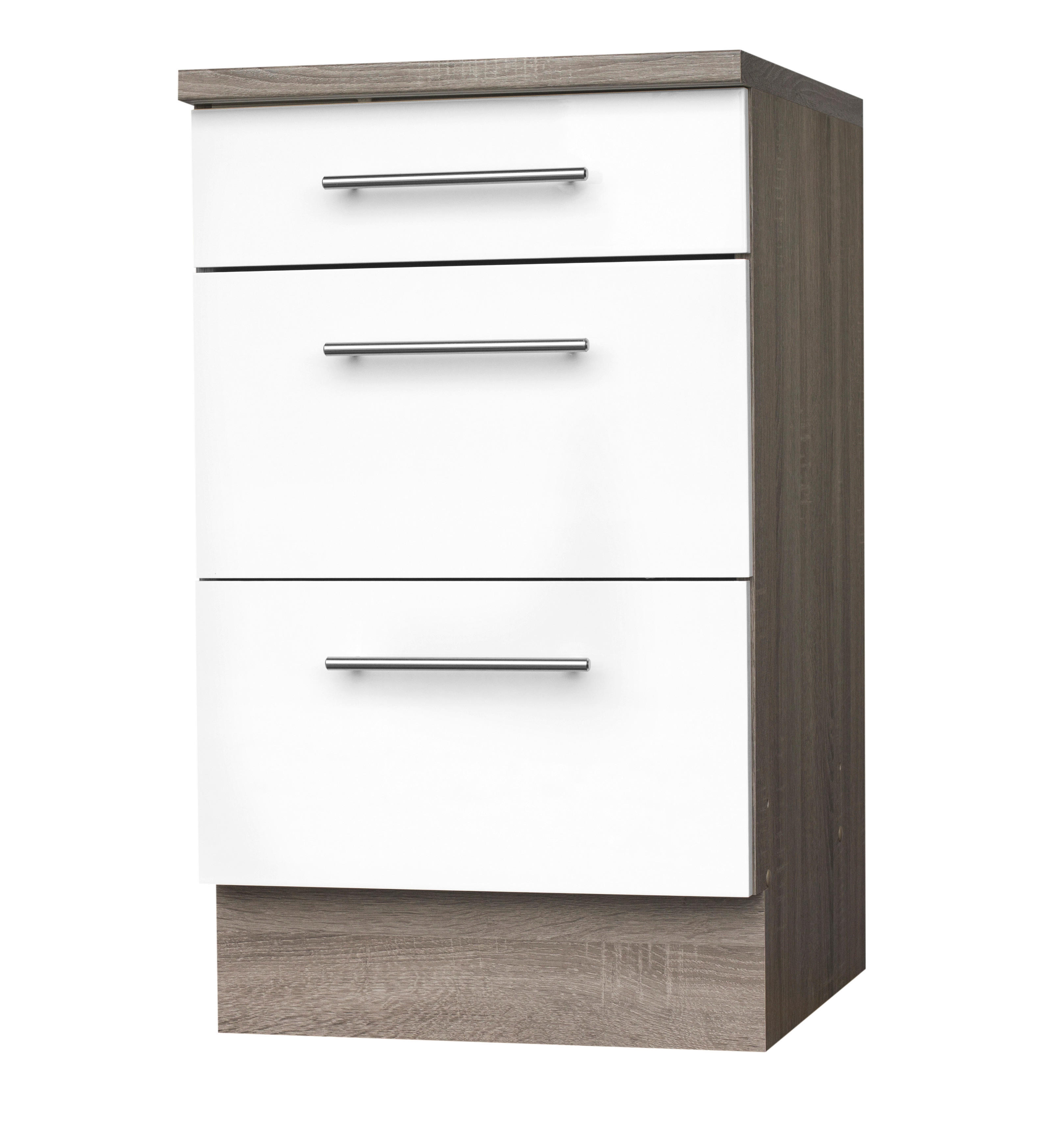 Auszugsschrank Judith weiß Hochglanz B/H/T: ca. 50x82x57 cm Judith - weiß/silber (50,00/82,00/57,00cm) - Menke