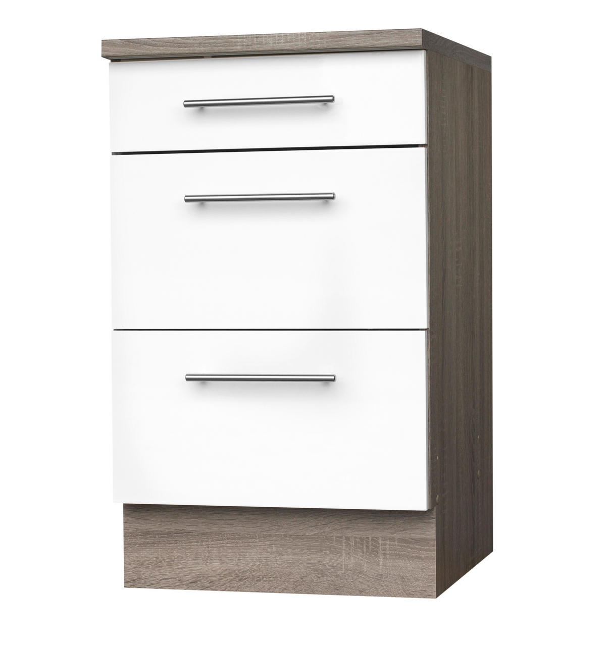 Auszugsschrank Judith weiß Hochglanz B/H/T: ca. 50x82x57 cm Judith - weiß/silber (50,00/82,00/57,00cm) - Menke
