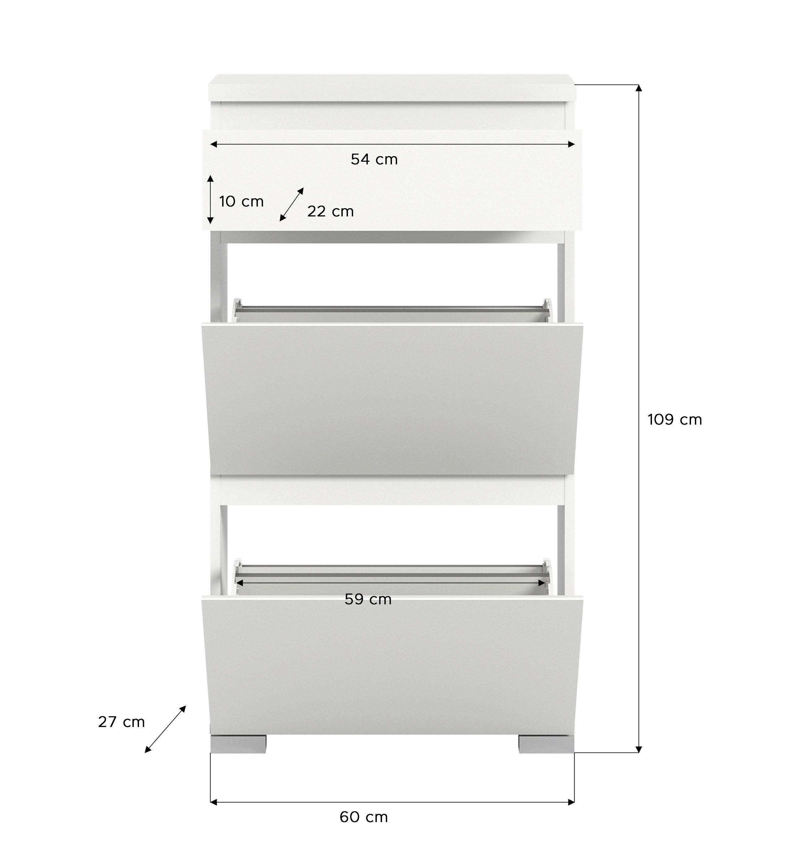 Schuhschrank Shoelove weiß grau B/H/T: ca. 60x109x27 cm Shoelove - weiß/grau (60,00/109,00/27,00cm) - xonox.home