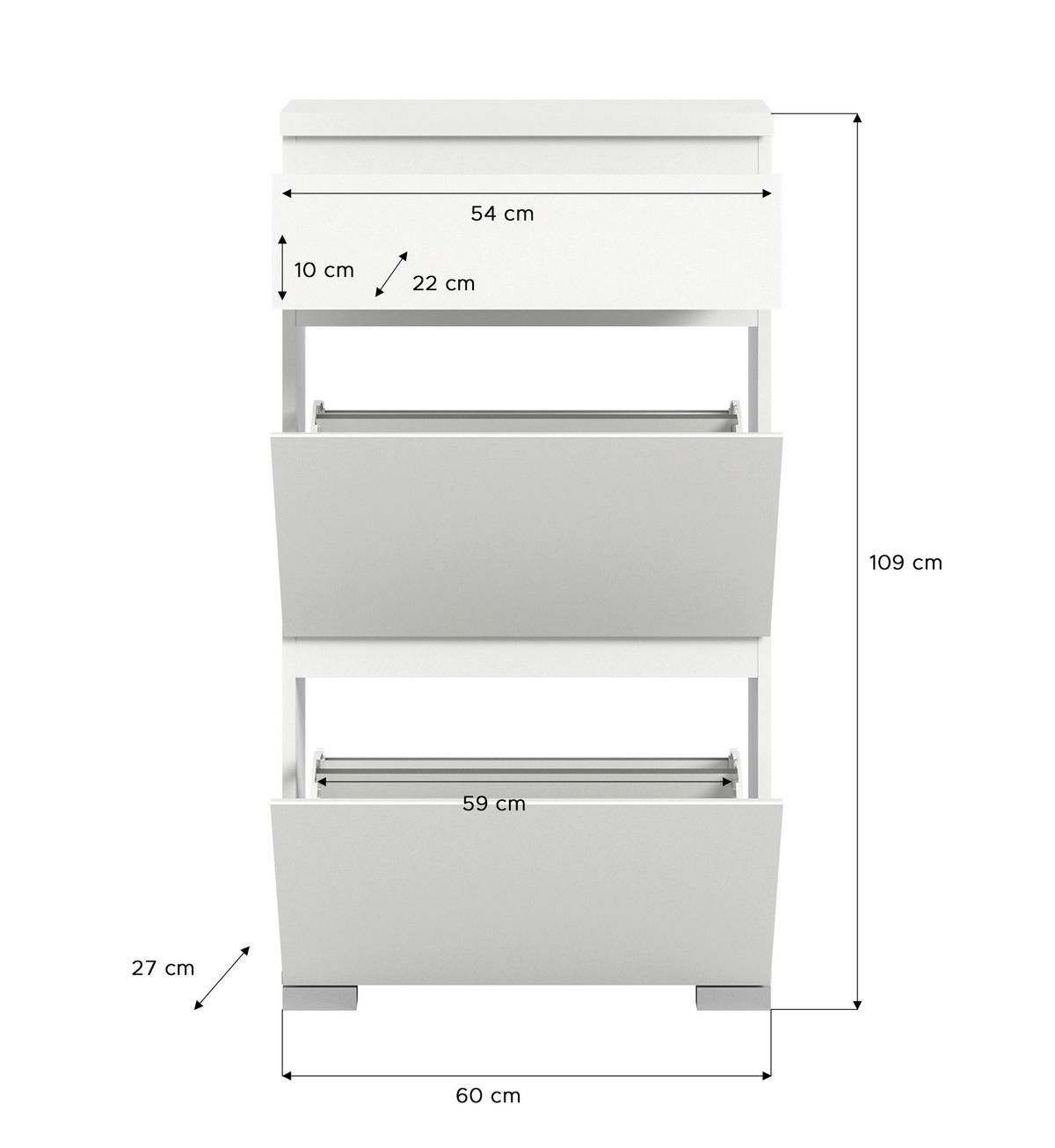 Schuhschrank Shoelove weiß grau B/H/T: ca. 60x109x27 cm Shoelove - weiß/grau (60,00/109,00/27,00cm) - xonox.home